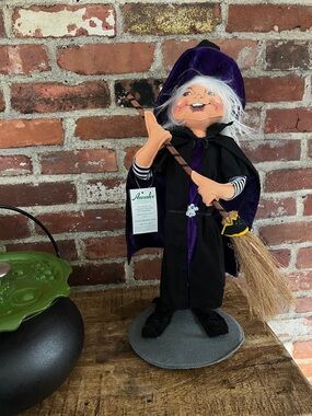 Annalee Purple and Black Witch Doll with Broom